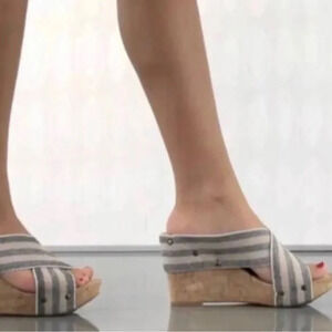 Lucky Brand Miller 2 Womens Shoes Striped Wedge Platform Sandals Blue Size 9